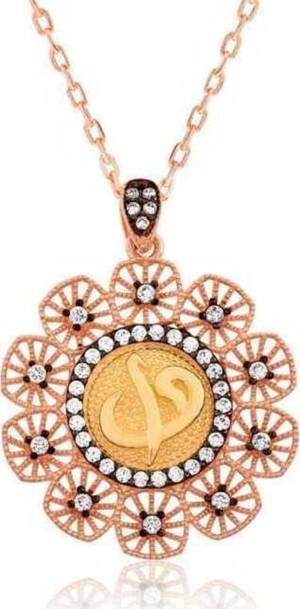 925 Ayar Gümüş Elif Vav Kadın Gümüş Kolye - Image 1