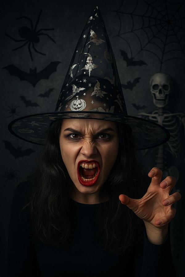 Cadılar Bayramı Şeffaf Tül Cadı Şapkası Gümüş Renkli Balkabağı Desenli Halloween Kostüm Aksesuarı - Image 1