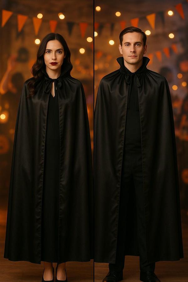 Cadılar Bayramı Vendetta Maske Ve Siyah YakalI Pelerin 120 Cm Kostüm Seti Parti Aksesuarı - Image 1