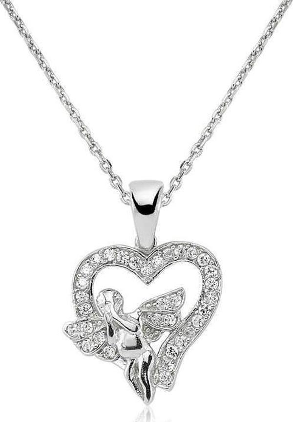925 Ayar Gümüş Melek Kalp Kadın Gümüş Kolye - Image 1
