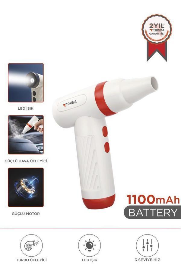 Torima TTB-01 Kırmızı Yüksek Hızlı Turbo 85 000 pm -1100 mAh - 40 W Hava Üfleme Makinası. - Image 1