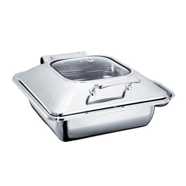 OZTIRYAKILER  CHAFING DISH DİKDÖRTGEN CAM KAPAKLI AYAKSIZ  6 L (2/3 GN) - Image 1