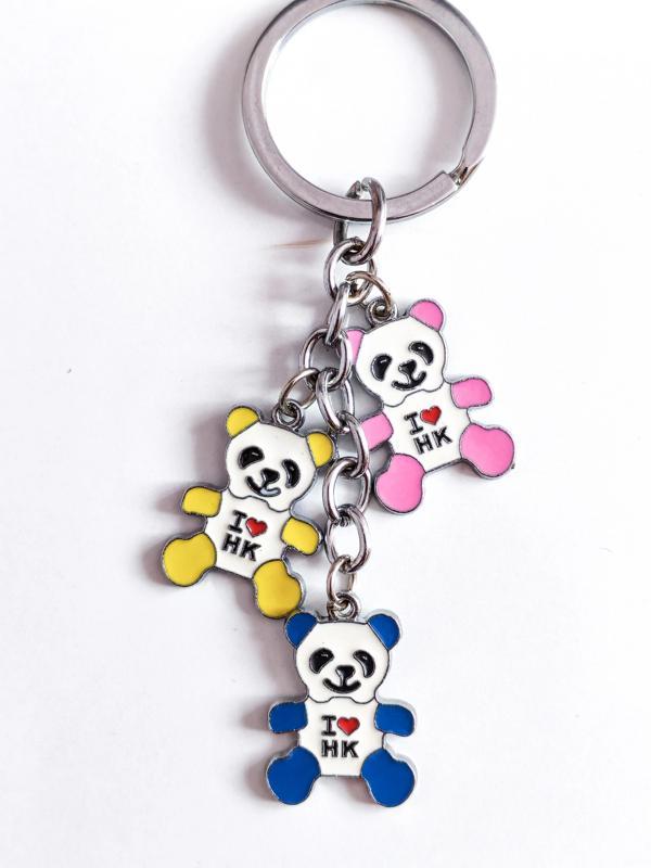 Pembe Sarı ve Mavi Renkli 3 Ayıcıklı Metal anahtarlık - Image 1