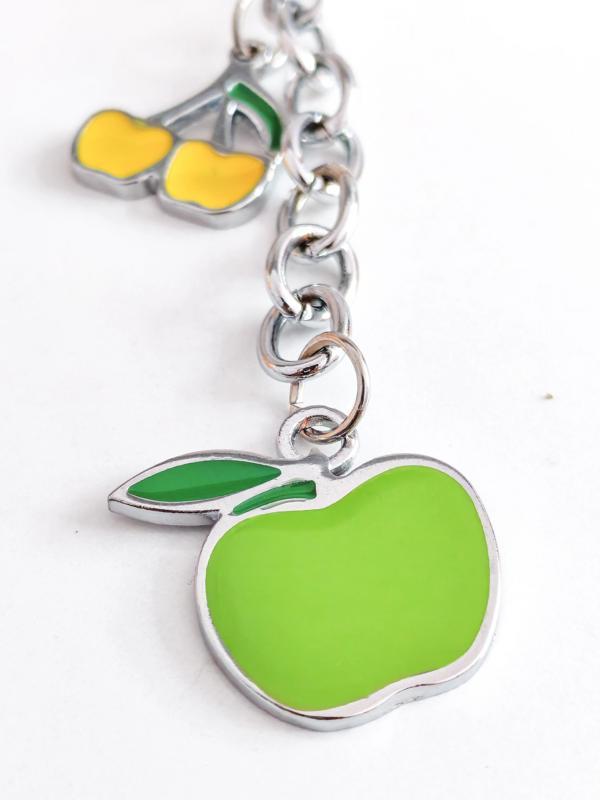 Sarı ve Yeşil Elmalarla Metal Anahtarlık - Image 1