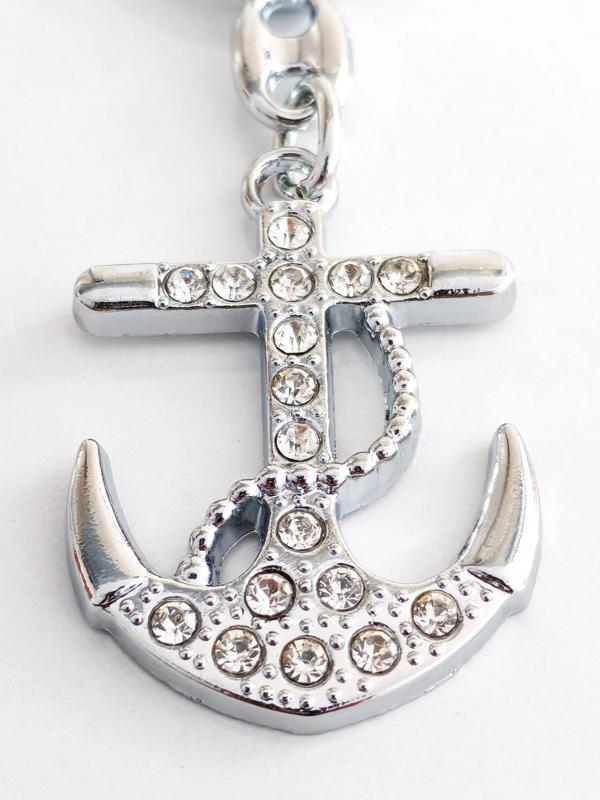 Gümüş Renkli Taşlı Zarif Metal Çapa Anahtarlık - Image 1