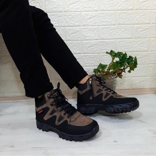 Sky Blue Kahverengi 0050 Fermuarlı Bağacaklı Kaymaz Erkek Bot - Image 1