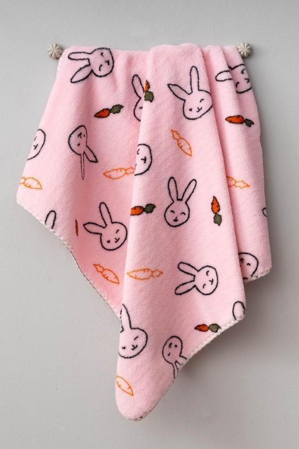 Bebitof Sevimli Tavşan Desenli Peluş Battaniye BBTF.PMB.95077 - Image 1