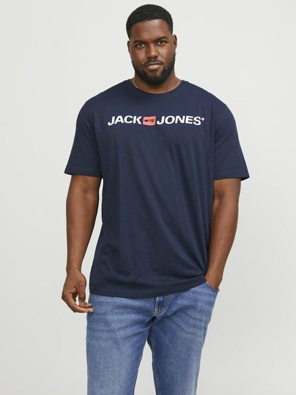 Jack Jones Carp Logo Büyük Beden Erkek Tişört 12184987 - Image 1