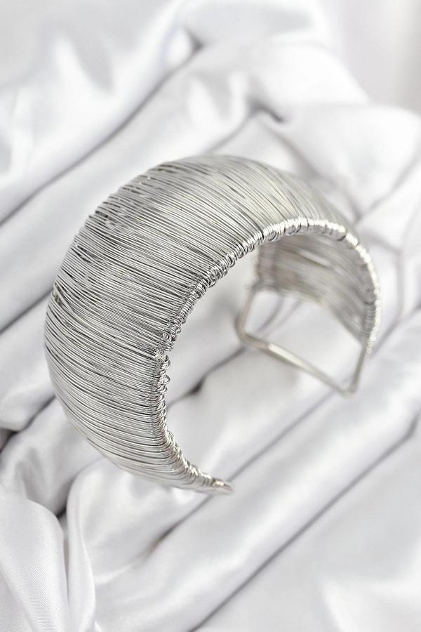 Pirinç Tel Sarma Model Gümüş Renk Kadın Bileklilk - Image 1