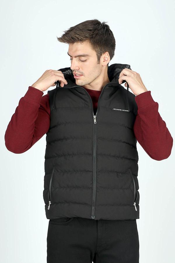 Lee Cooper Kapitoneli Kapüşonlu Şişme Erkek Yelek 251 LCM 235002 8101 SİYAH - Image 1