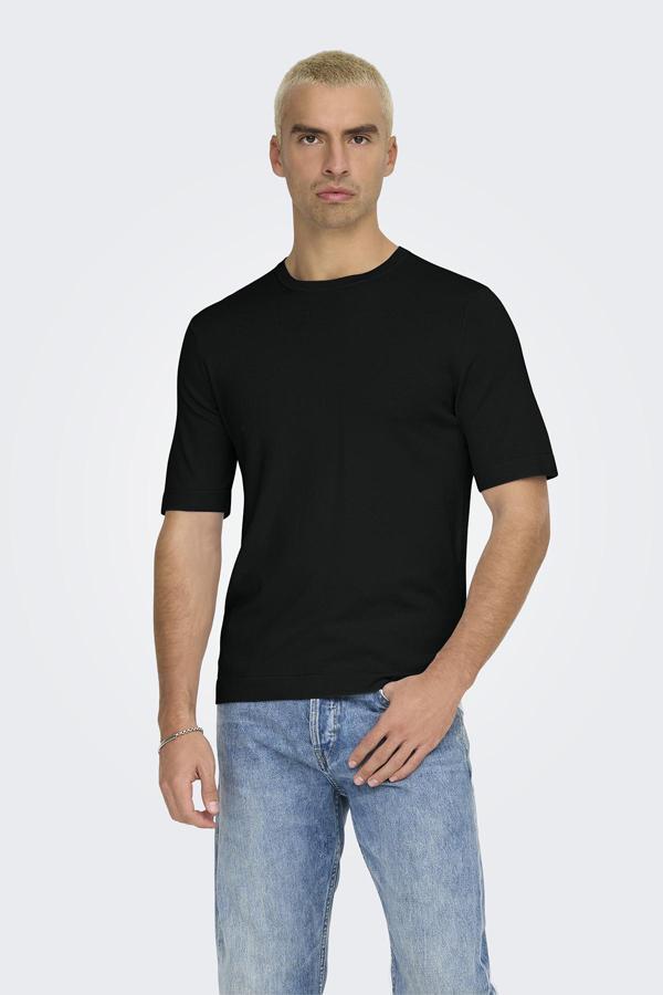 Only & Sons Onswyler Regular Fit Bisiklet Yaka Erkek T Shirt 22022928 SİYAH - Image 1