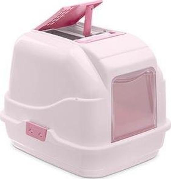 İmac Easy Cat Kapalı Kedi Tuvaleti Pembe Kilitli - Image 1