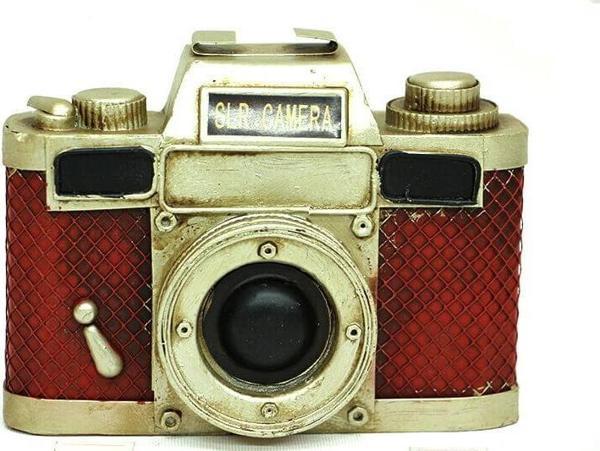 Dekoratif Metal Fotoğraf Makinesi Obje Biblo Vintage Hediyelik - Image 1