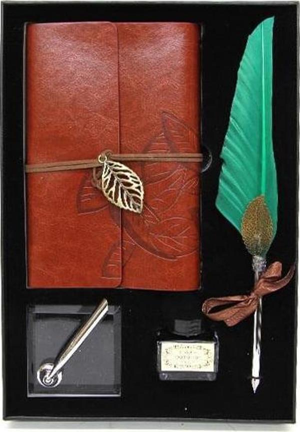 Divit Hokka Defter Ve Tüylü Kalem Seti Hediyelik - Image 1