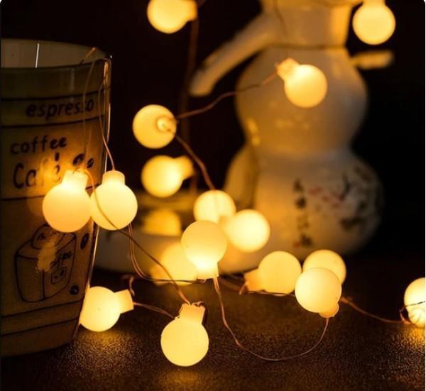 3m 20 Led Beyaz Top Gün ışığı Pilli 2 Kademeli - Image 1