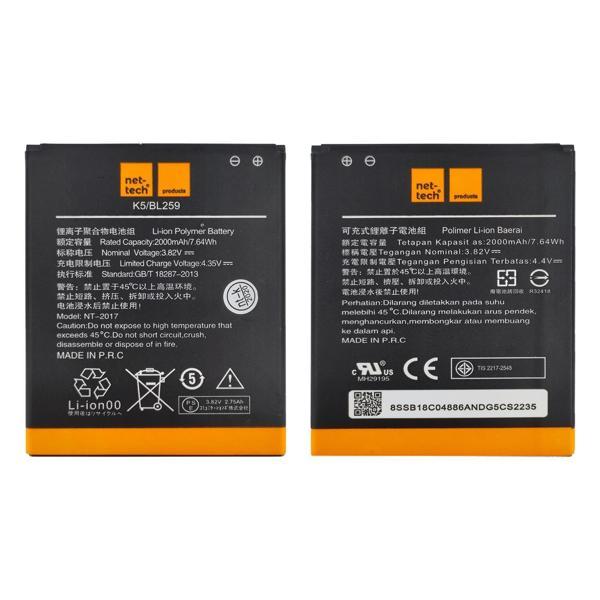 Teknonet Lenovo Vibe K5 A6020 Uyumlu Nettech NT-2017 2000 MAh Batarya NT-17744 - Image 1