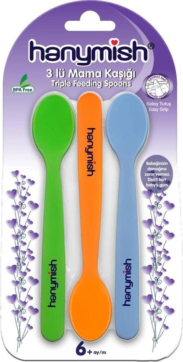 Hanymish 510 Mama Kaşığı 3'lü Yeşil/Turuncu/Mavi - Image 1