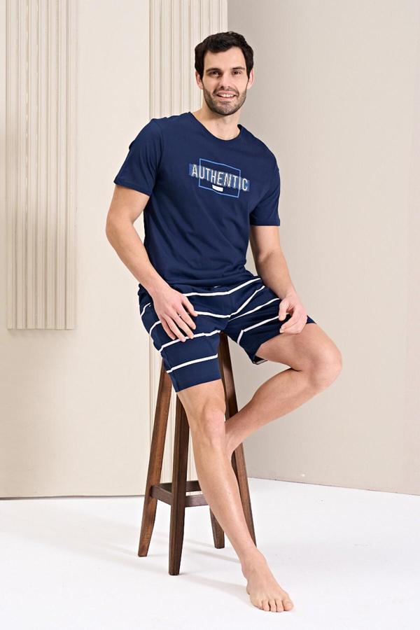 Erkek Pijama Takımı Şortlu Kısa Kol - Image 1