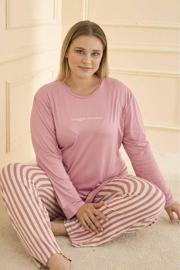 Kadın Pijama Takımı Büyük Beden & Battal Uzun Kol - Image 1