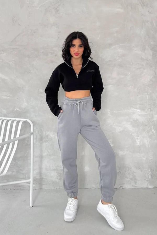 Kadın Eşofman Altı Üç İplik Jogger Kışlık Şardonlu - Image 1