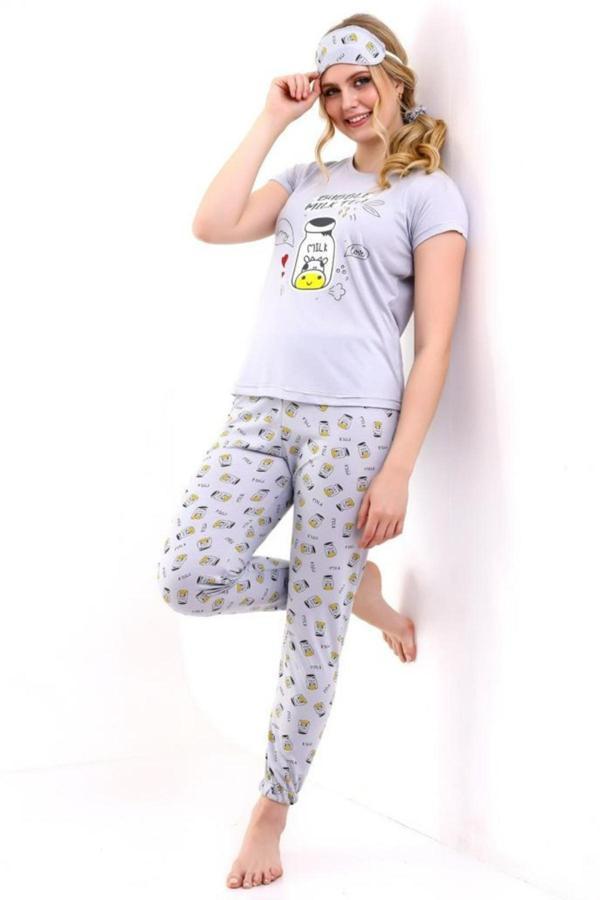 Kadın Kısa Kol Penye Pijama Takımı - Image 1