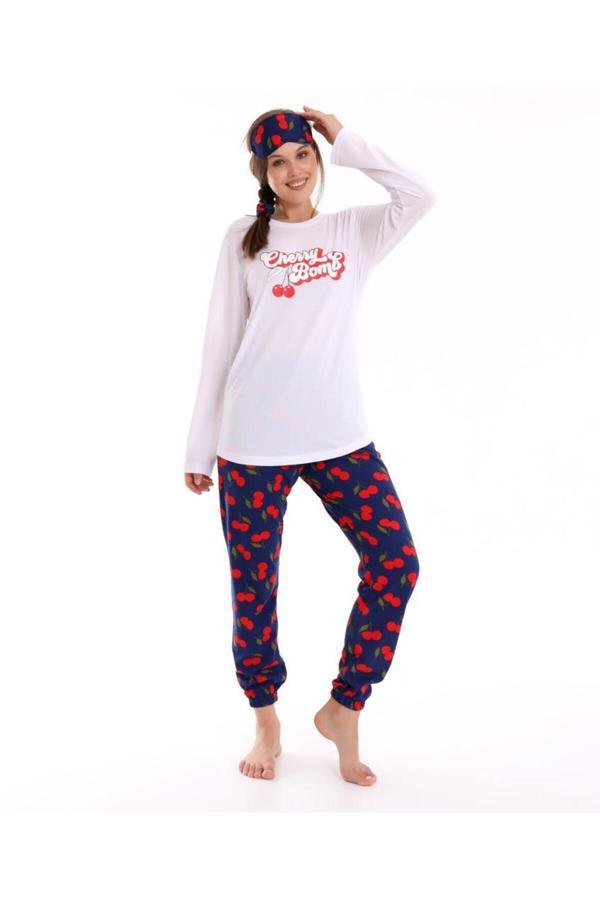 Kadın Pijama Takımı Uzun Kol Pamuklu Penye - Image 1