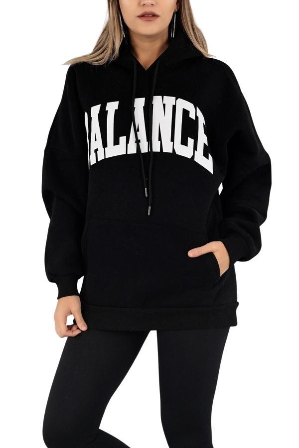 Kadın Sweatshirt Kapüşonlu Baskılı Üç Iplik - Image 1