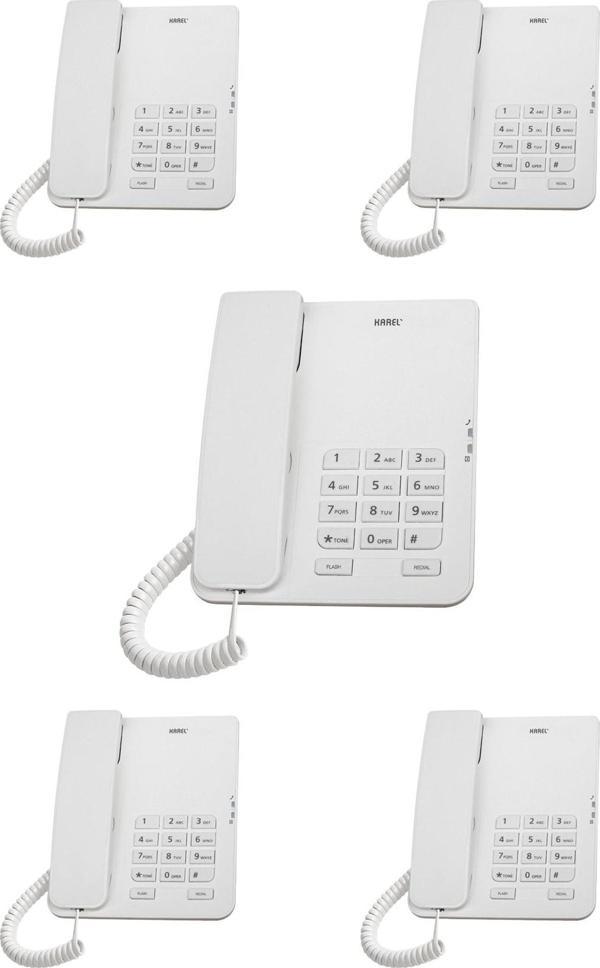 Karel Tm140 Beyaz Masaüstü Telefon 5'li Fırsat Paketi - Image 1