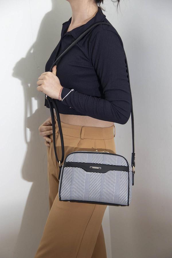 Silver & Polo Kadın Çapraz Çanta 1093-42093  Silver Polo ÇAPRAZ BAYAN ÇANTASI M132 SİYAH BEYAZ-MAT S - Image 1