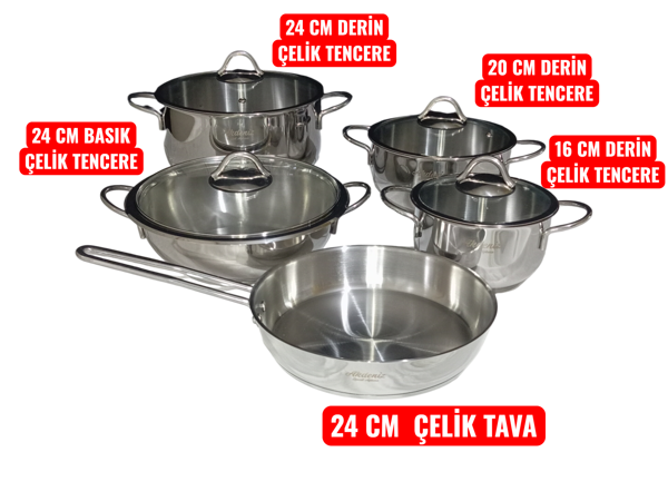 Linda 9 Parça Çelik Set - Image 1