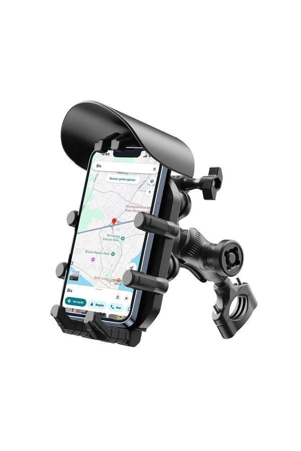 Gidon Bağlantılı Güneş Ve Yağmur Korumalı 360° Derece Ayarlanabilir Motosiklet Bisiklet Telefon Tutu - Image 1