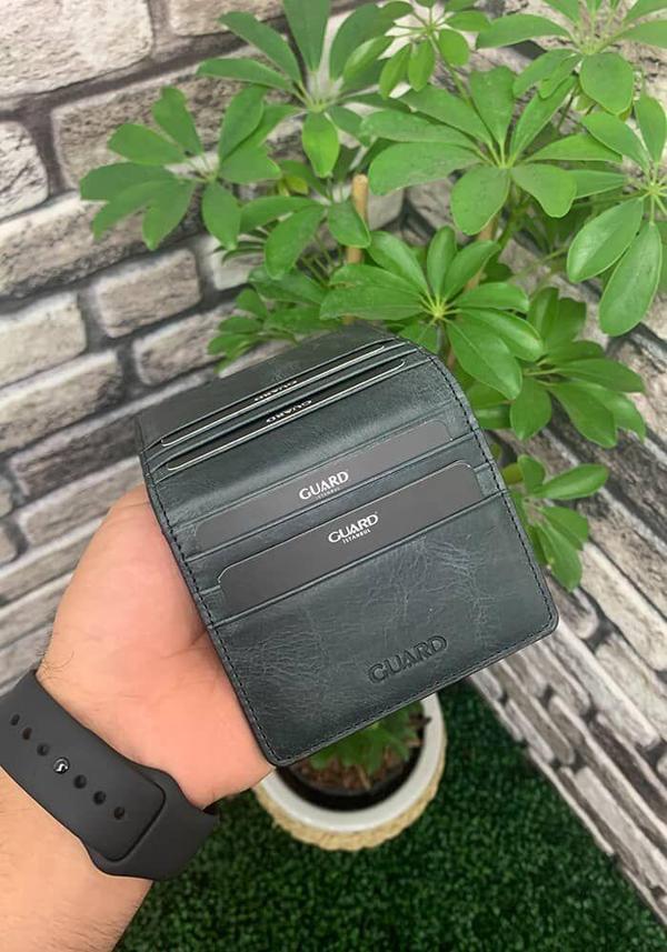 Guard Antik Siyah Çıtçıt Kapamalı İkiye Katlı Tasarım Hakiki Deri Kredi Kartlık - GRD251018WT1439 - Image 1