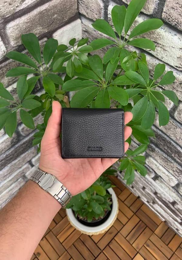 Guard Siyah Hakiki Deri İçi Kırmızı Üçe Katlanır Dikey Model Spor Erkek Cüzdanı - XD-GRD829-ST - Image 1