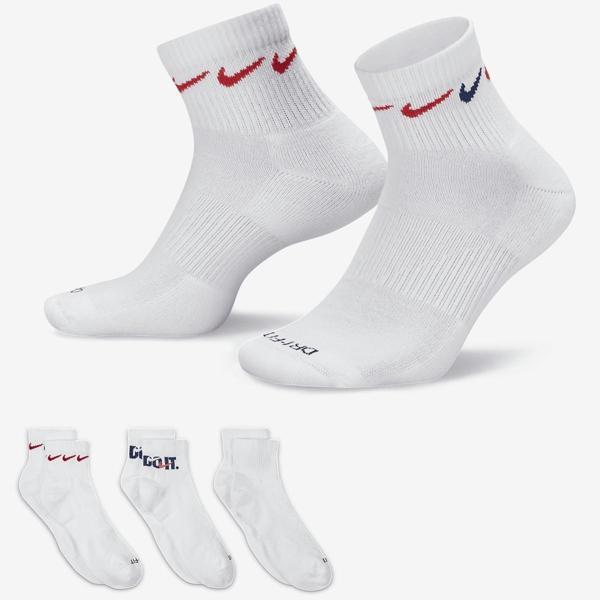 Nike Dri Fit Everyday Plus Cushioned Training Ankle Socks (3 Pairs) Unisex Çeyrek Bilekli Çorap 3 Çift Beyaz - Image 1