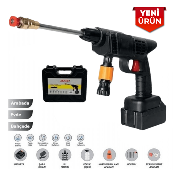 Şarjlı Oto Yıkama Tabancası – 48W, Basınçlı Su Tabancası, Kablosuz Şarjlı Rottest BR 092 2536 - Image 1