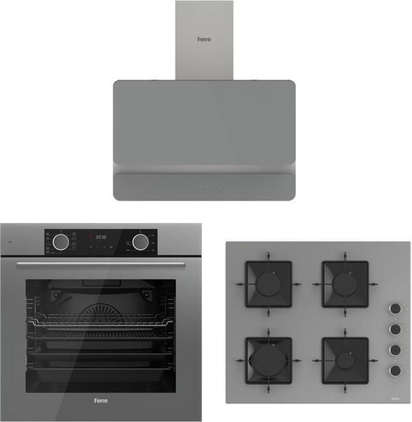 Ferre Fryart Gri Set (D082 Gri Davlumbaz -SS208 Gri Ocak- XE63CPR Fryart Gri Fırın) - Image 1