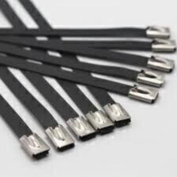 Paslanmaz Çelik Kablo Bağı Cırt Kelepçe 7,9X680 Siyah 304 kalite Polyester Kaplı Tork 100 'Lü Paket - Image 1