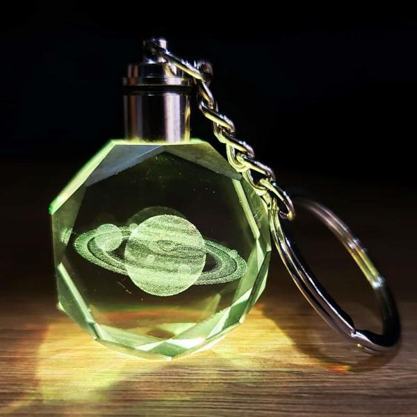 Satürn Gezegen Tasarım Işıklı Anahtarlık - Image 1