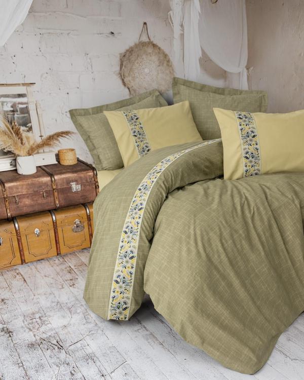 Cotton Box Folk Art Çift Kişilik Nevresim Takımı Elowen Sarı - Image 1