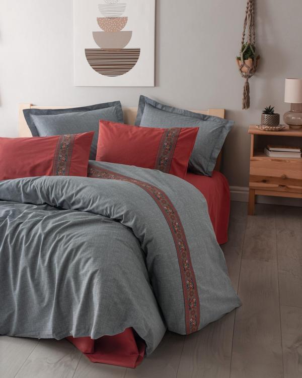 Cotton Box Folk Art Çift Kişilik Nevresim Takımı Felina Bordo - Image 1