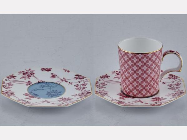 Tea Delight Regency Damask Pembe 2'li Kahve Fincanı ve Tabağı Seti - Image 1