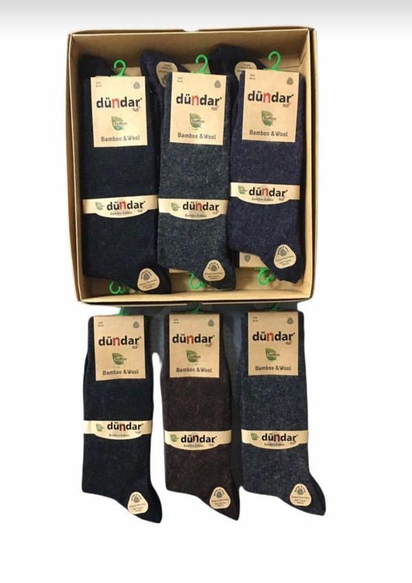 DÜNDAR PLUS 5923 ERKEK BAMBU WOOL YÜN ÇORAP 12 ADET - Image 1