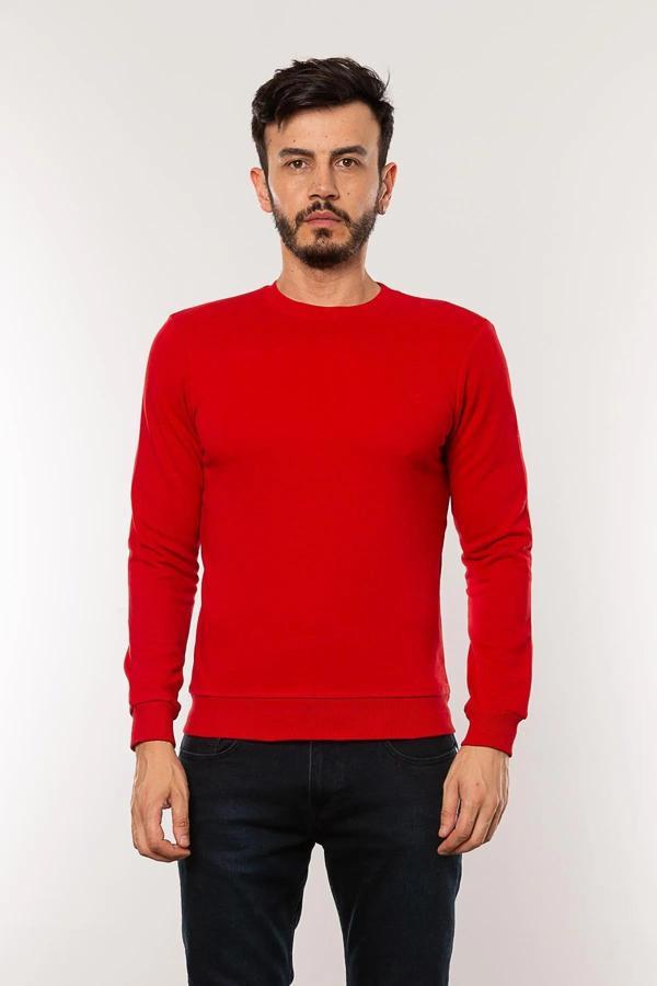 Cazador Caz 5610 Bisiklet Yaka 3 İplik Şardonsuz Erkek Kırmızı Basic Sweat - Image 1