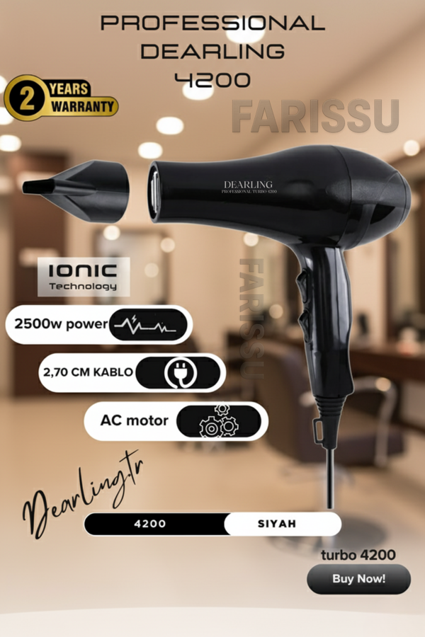 DEARLING 4200: Profesyonel Saç Kurutma Makinesi - Image 1