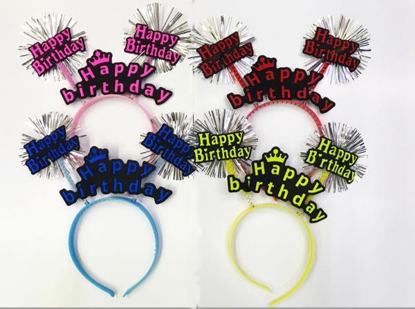 Parti AKsesuar Happy Birthday Neon Renk Doğum Günü Tacı 12 Adet - Image 1