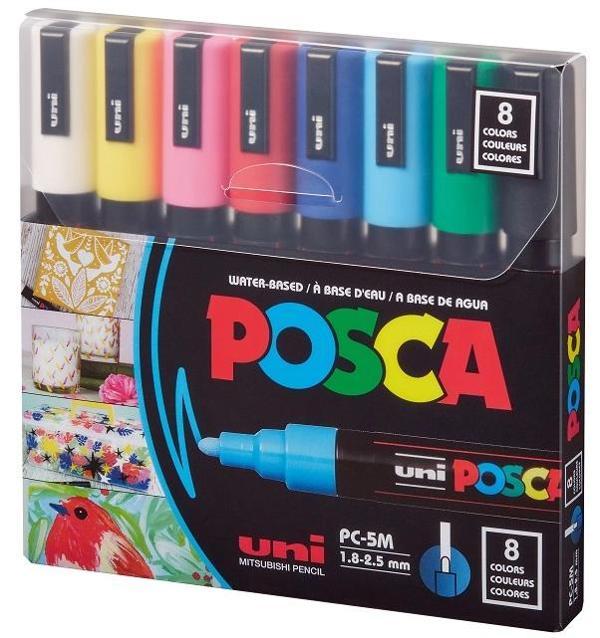 Supertrend Posca PC-5M 1.8-2.5 Su Bazlı Boyama Markörü Seti Ana Renkler 8 RENK - Image 1
