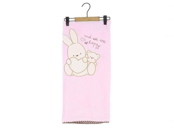 TAVŞAN NAKIŞLI PELUŞ BATTANİYE - 90X90 - ATABAY - FLE249023 - Pembe - 0 - 12 Ay - FLE249023-Pembe-0 - 12 Ay Pembe - Image 1