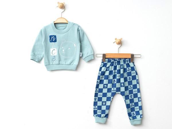 PÖTİKARE PATİLİ İKİ İPLİK ALT ÜST TAKIM - Mint Yeşili - 6 - 9 Ay Mint Yeşili - Image 1