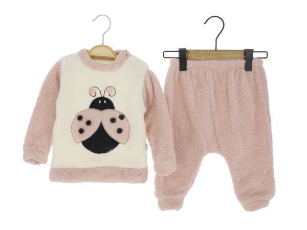 UĞUR BÖCEĞİ İŞLEMELİ WELSOFT ALT ÜST TAKIM - MRT7942-Gül Kurusu-18 Ay Gül Kurusu - Image 1