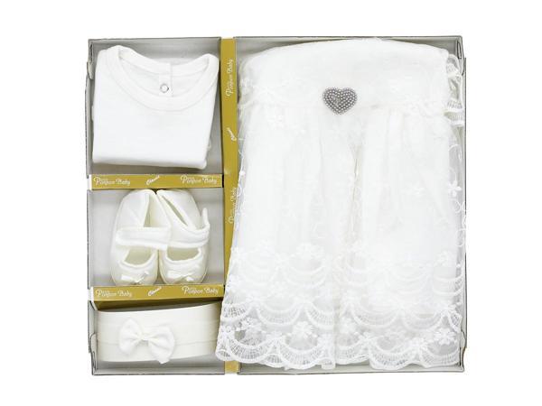 TÜLLÜ KALP İNCİLİ MEVLÜT TAKIM - PNN153-Ekru-0 - 3 Ay Ekru - Image 1